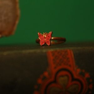 BUTTERFLY PINK ADJUSTABLE RING Y2K